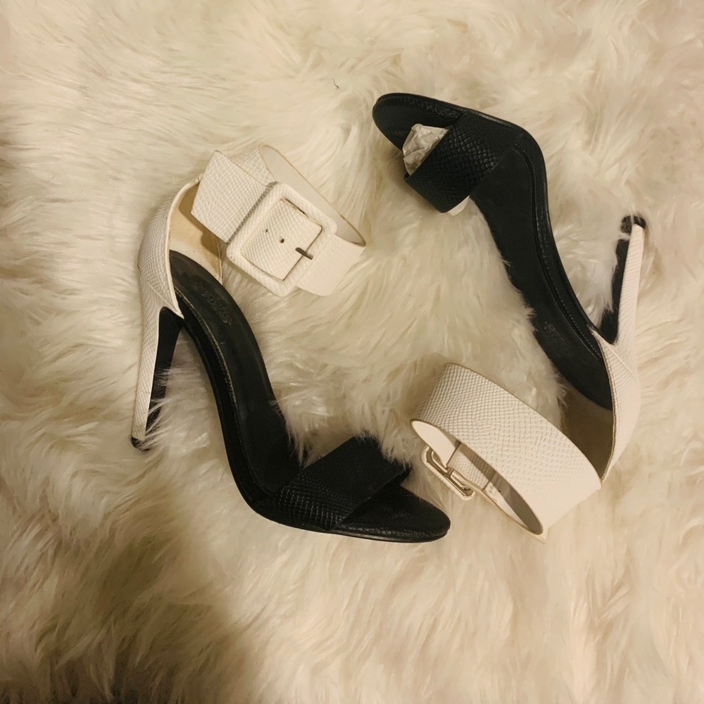 Charlotte Russe - White/Black Strap Heel
